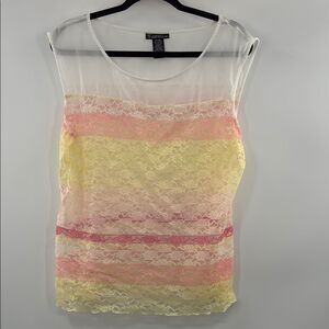 3For$20 Signature Studio Lace Tank Sleeveless Blouse Soft Pink,Yellow size:XL